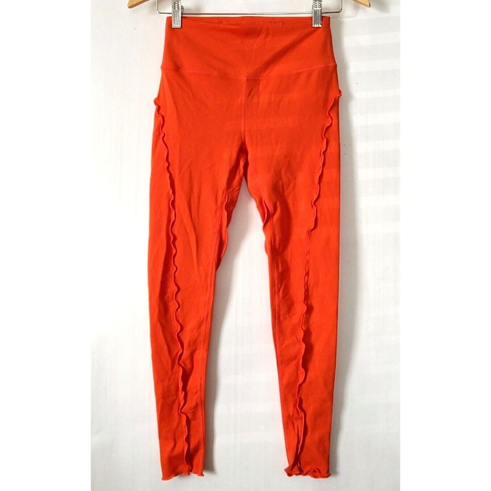 Free People Movement Hearts Aflutter Leggings Size S Orange Hi Rise NWOT $78